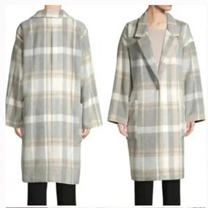 Calvin Klein Women’s Pocketed Plaid Coat SMALL NWOT